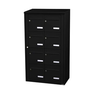 Bloc collectif Leabox 2x4 grade 3 simple face extérieur mural noir 9005 finition brillante