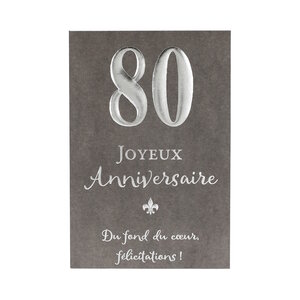 Carte Anniversaire - 80 ans Joyeux Anniversaire Du fond du coeur félicitations