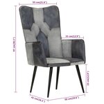 vidaXL Chaise à oreilles Gris Cuir véritable
