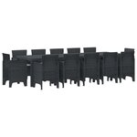 Ensemble de salle à manger de jardin 13 pièces avec coussins Anthracite en poly rattan