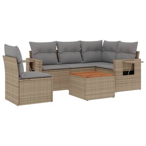 vidaXL Salon de jardin avec coussins 6Pièces mélange beige résine tressée