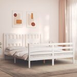 vidaXL Cadre de lit avec tête de lit blanc 160x200 cm bois massif