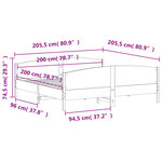vidaXL Cadre de lit sans matelas cire marron 200x200cm bois pin massif