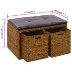 vidaXL Banc avec 2 paniers Jacinthe d'eau 71 x 40 x 42 cm Marron