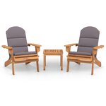 vidaXL Ensemble de salon de jardin Adirondack 3 Pièces bois acacia solide