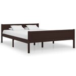 vidaXL Cadre de lit Bois de pin massif Marron foncé 140x200 cm