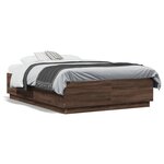vidaXL Cadre de lit chêne marron 140x190 cm bois d'ingénierie