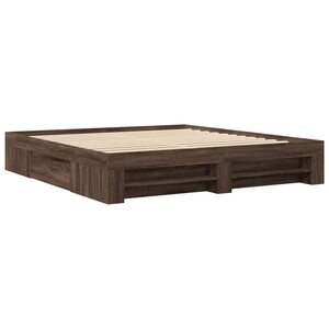 vidaXL Cadre de lit chêne marron 180x200 cm bois d'ingénierie