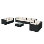 vidaXL Salon de jardin 9 Pièces avec coussins Résine tressée Noir