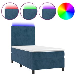 vidaXL Sommier à lattes de lit avec matelas LED Bleu foncé 100x200 cm