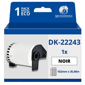 Étiquettes compatibles Brother DK22243 - Largeur 102 mm x 30 48 mètres - Texte noir sur fond blanc