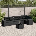 vidaXL Salon de jardin 7 Pièces avec coussins noir résine tressée