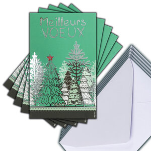 LOT 5 Cartes Meilleurs Vœux + 5 Enveloppes 4x9cm