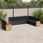 vidaXL Salon de jardin 10 Pièces avec coussins noir résine tressée