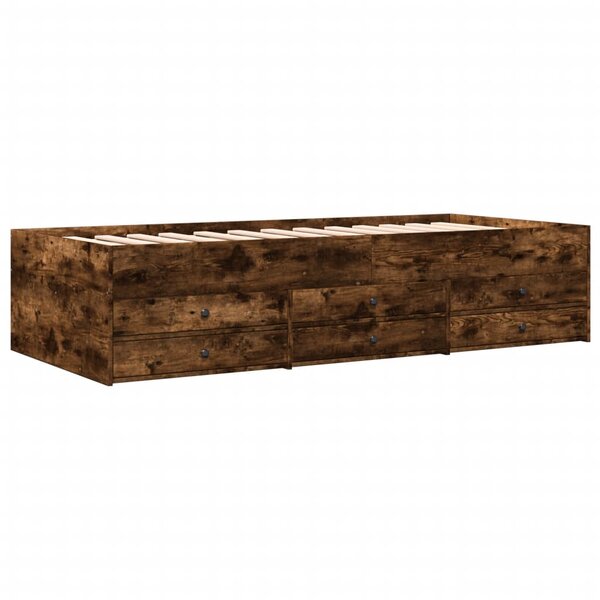 vidaXL Lit de jour avec tiroirs chêne fumé 90x190 cm bois d'ingénierie