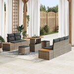 Ensemble de canapé de jardin 8 pièces avec coussins gris en rattan poly acacia