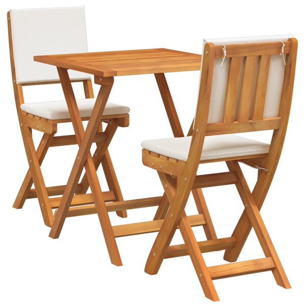 vidaxl Ensemble Bistro Pliable de 3 Pièces avec Coussins en Bois Massif d'Acacia