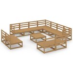 vidaXL Salon de jardin 12 Pièces marron miel bois de pin massif
