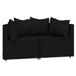 vidaXL Canapés d'angle de jardin et coussins 2Pièces Noir Résine tressée