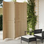 vidaXL Cloison de séparation 4 panneaux beige résine tressée