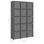 vidaXL Étagère à 15 cubes avec boîtes Gris 103x30x175 5 cm Tissu