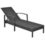 vidaXL Chaise longue avec coussin Résine tressée Noir