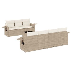 vidaXL Salon de jardin avec coussins 8 Pièces beige résine tressée