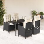 vidaXL Ensemble à manger de jardin coussins 5Pièces Noir Résine tressée