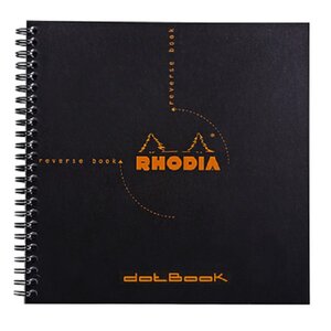 Cahier à Spirale (Reliure Intégrale) Reverse Book Noir - 21x21 cm - Pointillés Dot - 160 pages Détachables