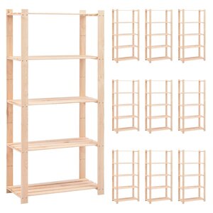 vidaXL Étagères de rangement à 5 niveaux 10Pièces 80x38x170 cm Pin 250 kg