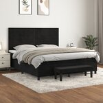 vidaXL Sommier à lattes de lit et matelas Noir 160x200 cm Velours