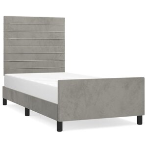 vidaXL Cadre de lit avec tête de lit Gris clair 90x200 cm Velours