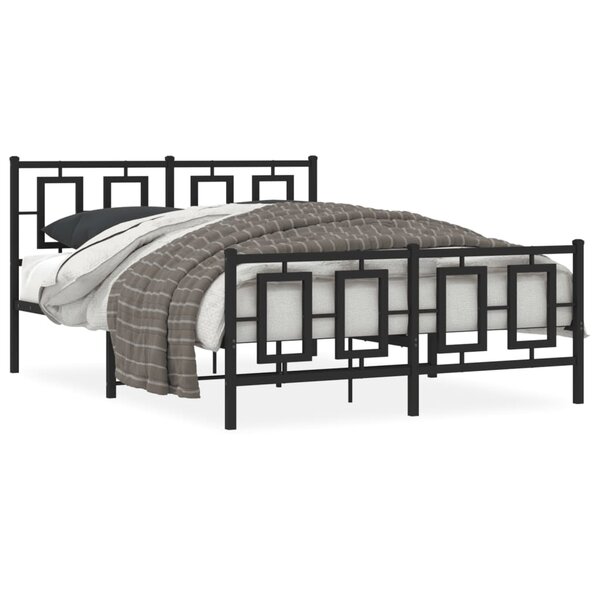 vidaXL Cadre de lit métal sans matelas avec pied de lit noir 140x190cm