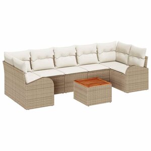 vidaXL Ensemble de canapé de jardin avec coussin 8 Pièces Beige polyrotin
