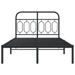 vidaXL Cadre de lit métal avec tête de lit noir 120x200 cm