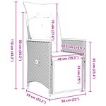 vidaXL Ensemble de Salle à Manger de Jardin de 5 Pièces avec Coussins Gris Poly Rattan