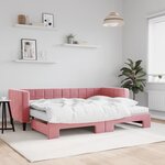 vidaXL Lit de jour avec lit gigogne et matelas rose 80x200 cm velours