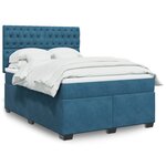 vidaXL Sommier à lattes de lit et matelas bleu 160x200 cm velours