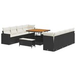 Ensemble de Canapés de Jardin de 11 Pièces avec Coussins en Poly Rattan Noir Acacia