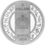 Pièce de monnaie en Argent 2 Dollars g 31.1 (1 oz) Millésime 2024 Crystal Coin DRAGON YEAR