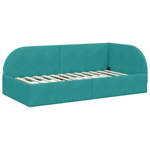 vidaXL Cadre de lit d'angle Turquoise 90 cm x 200 cm tissu