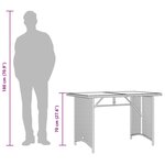 vidaXL Table de jardin avec dessus en verre noir 110x68x70 poly rotin