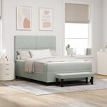 vidaXL Lit à ressorts avec matelas et banc gris clair 140x200 cm en velours