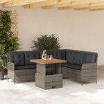 vidaXL Salon de jardin 2 Pièces avec coussins Gris Résine tressée