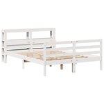 vidaXL Cadre de lit avec tête de lit blanc 135x190 cm bois pin massif
