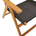 vidaXL Chaises inclinables de jardin lot de 4 noir rotin bois massif