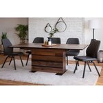 Table a manger extensible - Boisé Old Style et noir - MANHATTAN - L 160-200 x P 90 x H 75 cm