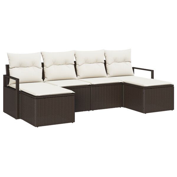 vidaXL Ensemble de Canapé de Jardin de 6 Pièces avec Coussins Marron Rotin Poly