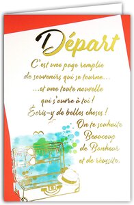 Carte départ au revoir avec enveloppe pour retraite ou déménagement voyages