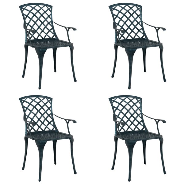 Chaises de jardin vidaXL empilables 4 Pièces vert en aluminium moulé